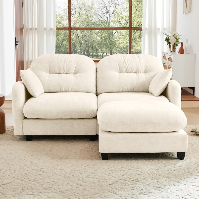 GDF Studio - May Modular Modern Chenille L-Shaped Sectional Sofa with Ottoman and Tufted Cushion Backrest