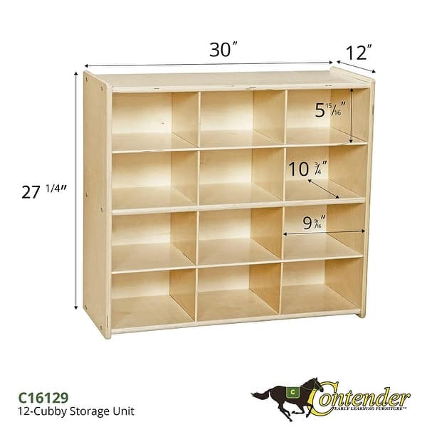 Contender 12 Cubbies Birch Plywood Storage Cabinet, Office and Homeschool Organizer for Toys, Books [Fully Assembled]