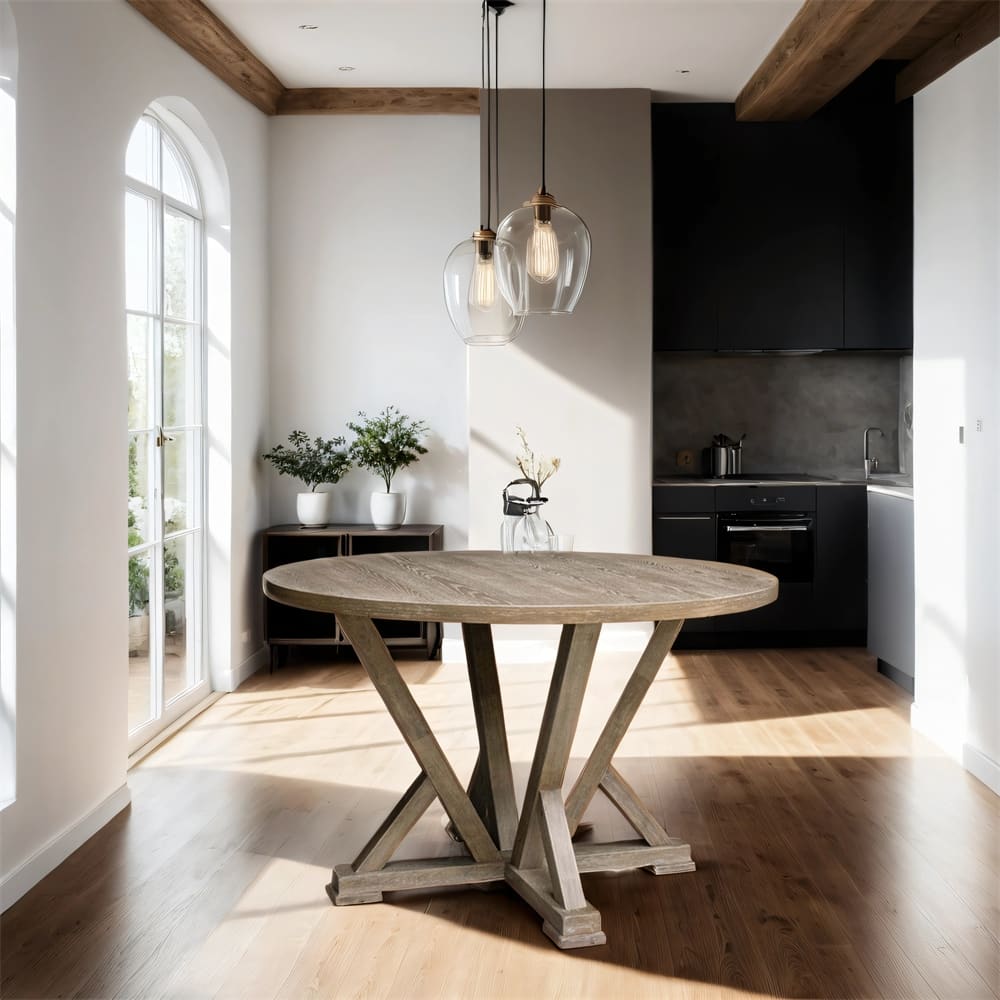 4 Seaters Modern Wood Dining Table with Base