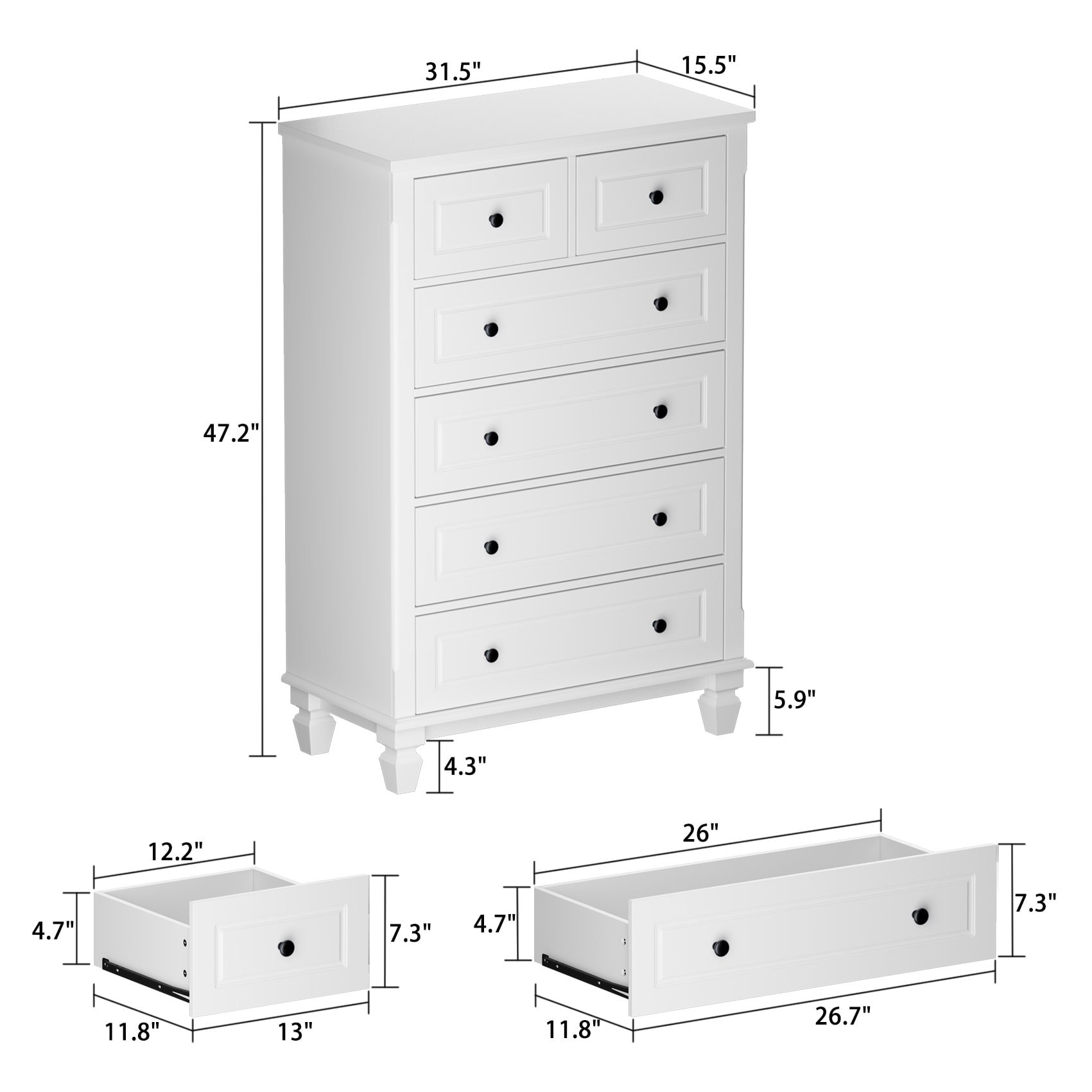 6 Drawer Tall Dresser with Sturdy Wood Frame Drawer Chest for Bedroom - On  Sale - Bed Bath & Beyond - 36757356