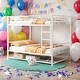 preview thumbnail 1 of 16, Full over Full Metal Bunk Bed with Shelf and Guardrails for Home White