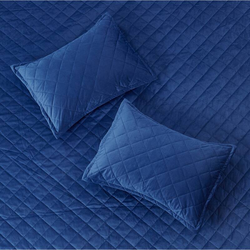 Serenta Velvet Quilts 5 Piece Ultra Soft Floor Touching Bedspread Set