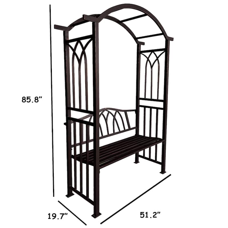 Aluminum Garden Arch with 2-Seater Bench - N/A