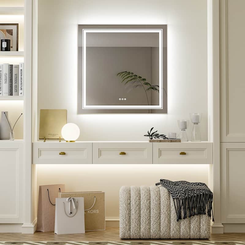 LUVODI LED Bathroom Mirror with Lights Anti-Fog Dimmable Illuminated - 32" x 32"