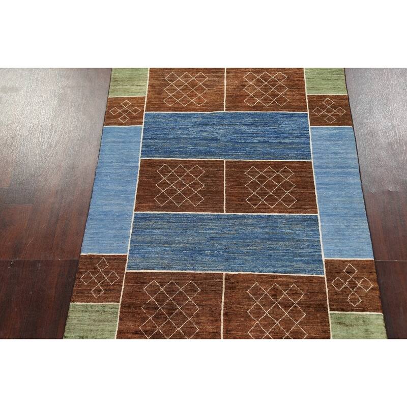 Geometric Gabbeh Kashkoli Oriental Area Rug Wool Hand-knotted Carpet - 3'10" x 6'5"