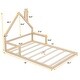 preview thumbnail 14 of 18, Modern & Simple Style Full Size Floor Bed with House-shaped Headboard,Sturdy Wood Construction