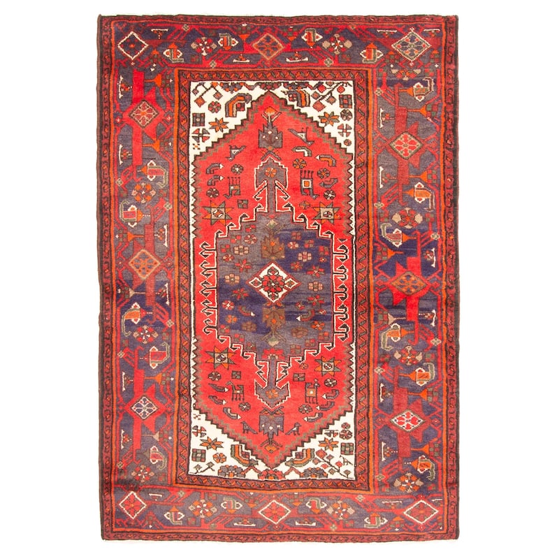 ECARPETGALLERY Hand-knotted Andelz Red Wool Rug - 4'4 x 6'5