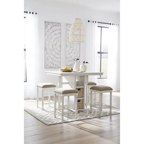 Signature Design by Ashley Robbinsdale Antique White/Beige Counter Height Dining Table Set (Set of 5)
