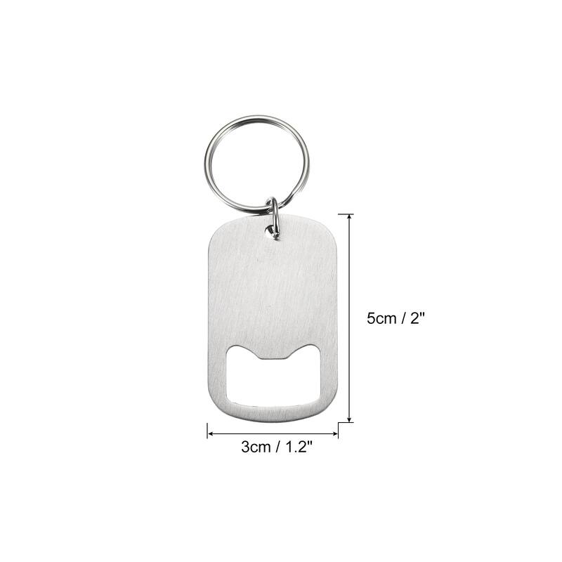 8pcs Stainless Steel Flat Beer Bottle Opener Keychain 2 inch Long, Silver - Silver
