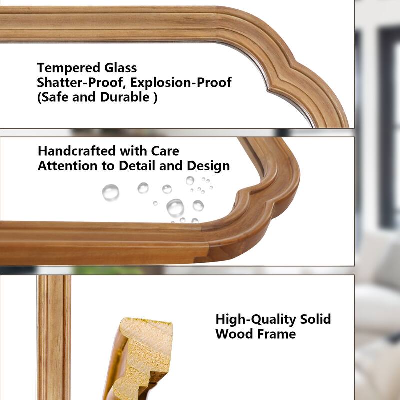 Top Corner Scalloped Rectangle Decorative Farmhouse Wall Mirror