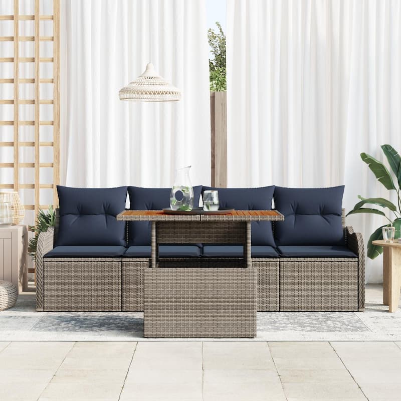 vidaXL 5 Piece Patio Sofa Set with Cushions - 90.9×24.4×27.2