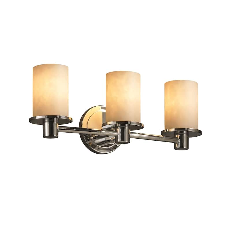 Justice Design Clouds Rondo 3-light Polished Chrome Bath Bar, Clouds Cylinder - Flat Rim Shade