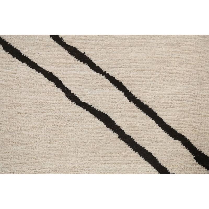 Vegetable Dye Moroccan Contemporary Area Rug Hand-knotted Wool Carpet - 6'5" x 9'9"