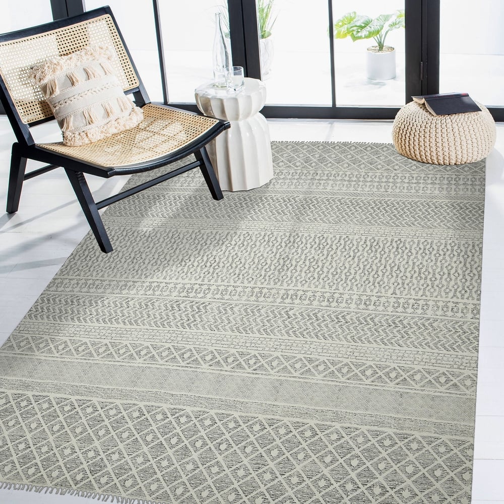 Magi Dianne Handmade Geometric Flatweave Cotton Rug