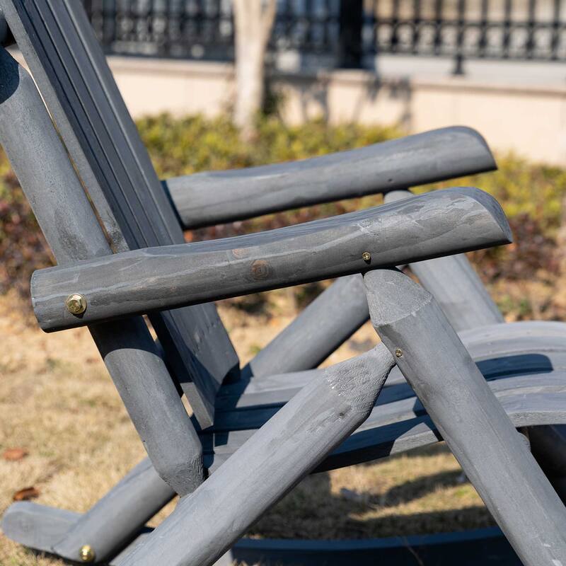 Outsuuny Adirondack Rocking Chair with Slatted Design and Oversize Back for Porch, Poolside, or Garden Lounging