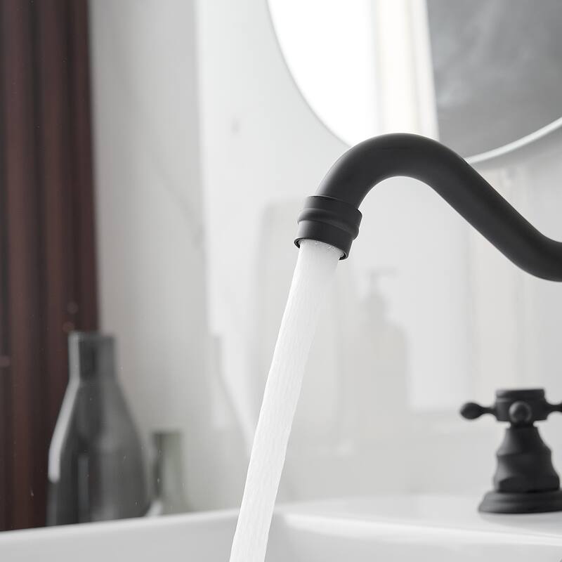 8 in. Widespread Bathroom Faucet Double Handle 3-Hole Deck Mount with Drain Assembly