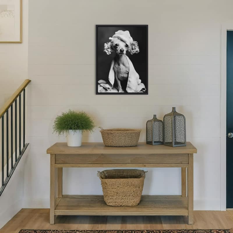 Spa Day Pooch by Niky Rahner Framed Canvas Wall Art
