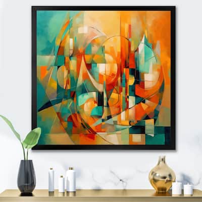 Designart "Abstracting The Cubist Form Iv" Abstract Cubism Framed Wall Art Prints