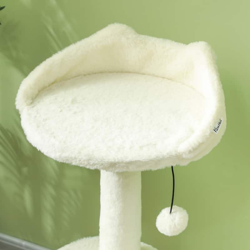 PawHut 31" Cat Tree, Cat Tower for Indoor Cats with Sisal Scratching Posts, Cat Condo, Cat Beds, Cream White