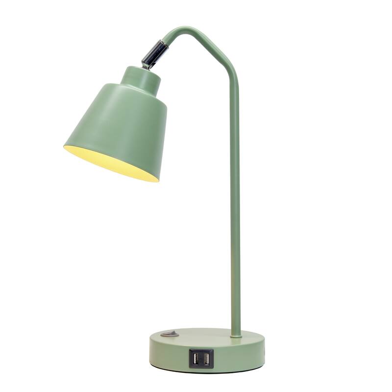 Adjustable Desk Task Lamp with Dual USB Ports - 16" - Sage Green