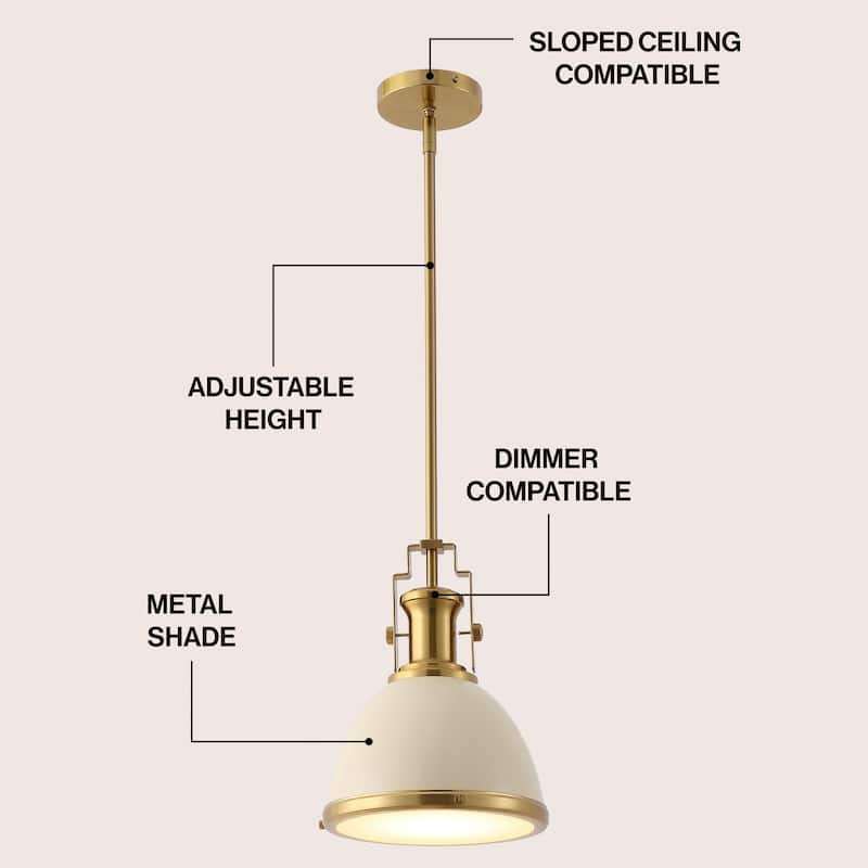 Deere Adjustable Iron/Glass Vintage LED Dome Pendant, by JONATHAN Y