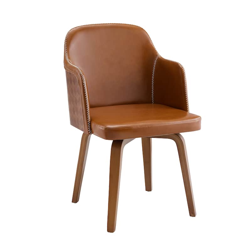 Art Leon Mid-century Swivel Accent Armchair - Swivel Type with Bamboo Legs - Brown