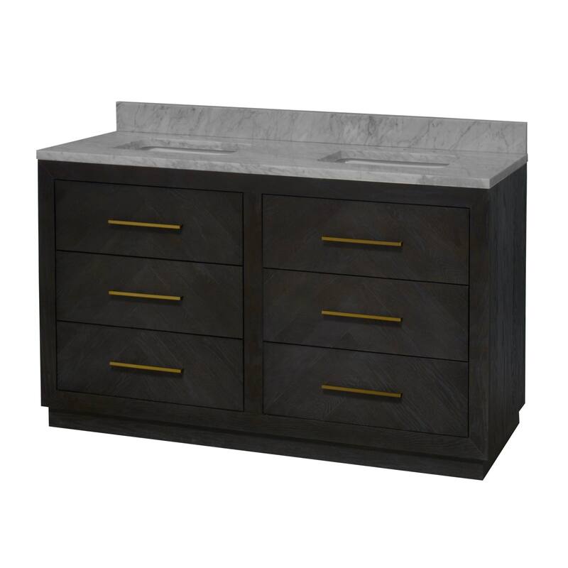 KitchenBathCollection Avery 60" Double Bathroom Vanity with Carrara Marble Top