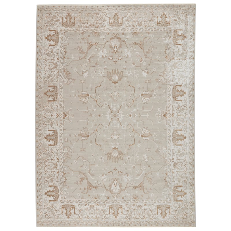 Dhaval Oriental Light Gray/ White Area Rug - 5' 3" x 7' 6" - Rectangle