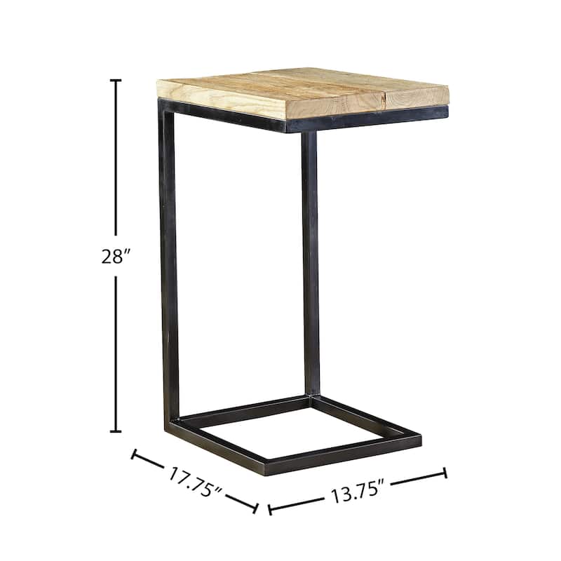 Blackpool Reclaimed Elm & Brushed Steel Martini End Table