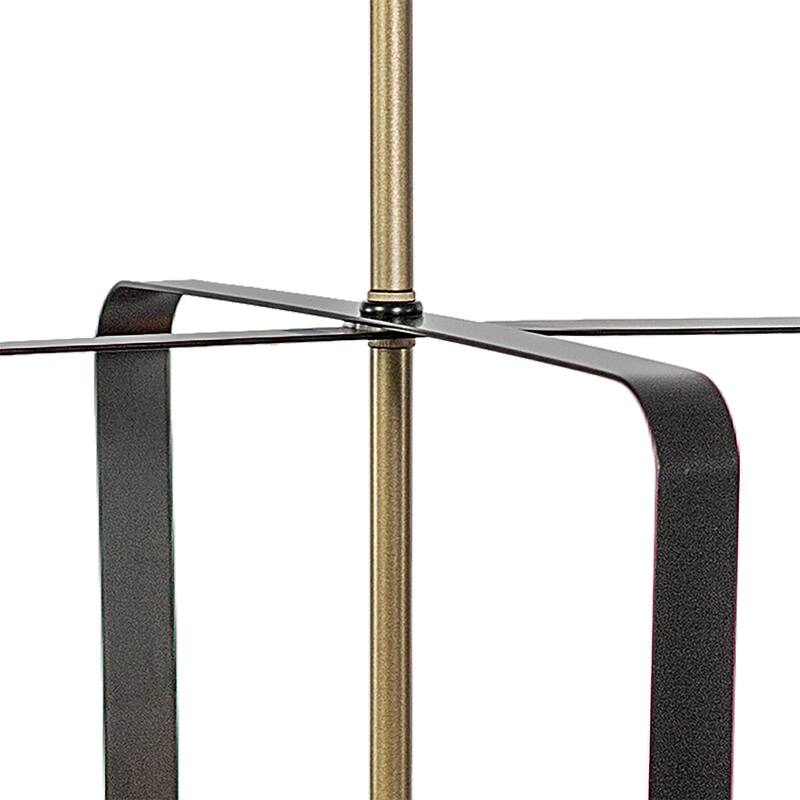 4-Light Modern Geometric Linear Pendant, Classic Black+Brass Dust - 16.81"x16.81"x16.14"