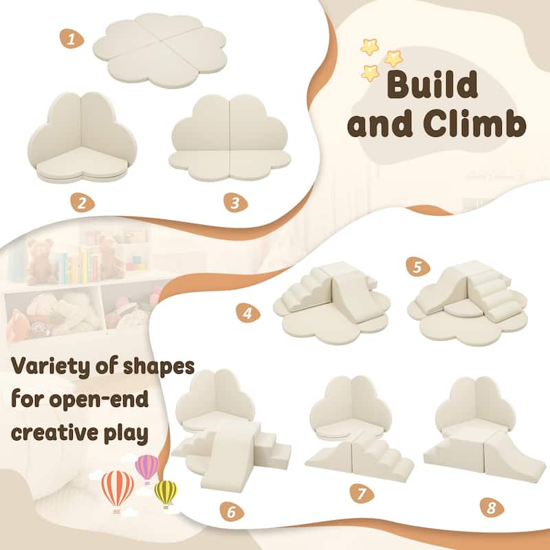 6PS Soft Foam Climber Play Set - Baby Crawling & Climbing Blocks, Activity Toys for Child Development, Non-Slip Foam Structure