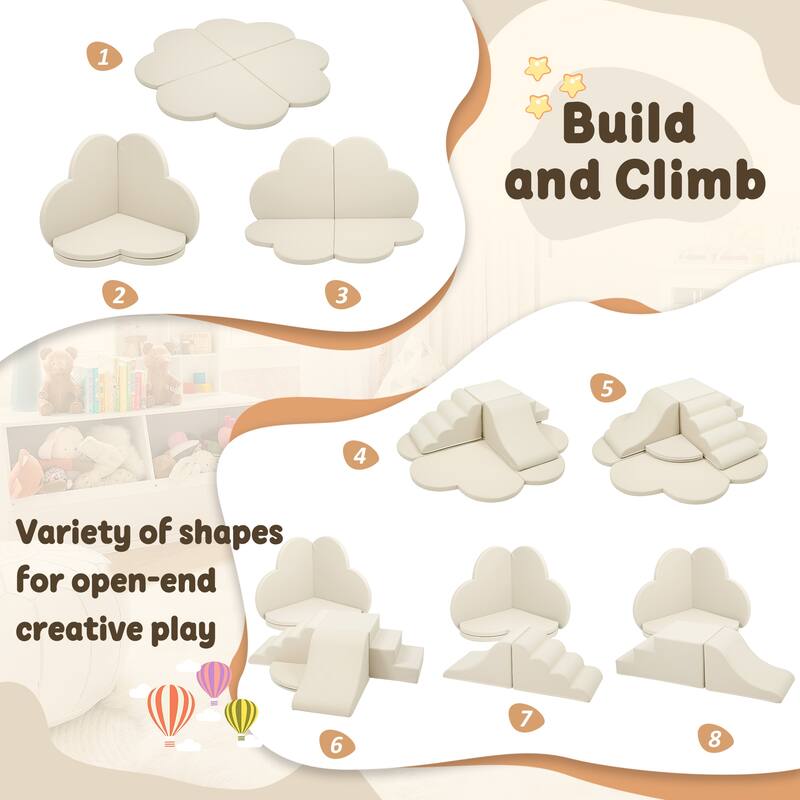 Soft Foam Block Play Structures Climbers for Child Development, 6-Piece Baby Foam Climbing Foam, Climbing Activity Play Set
