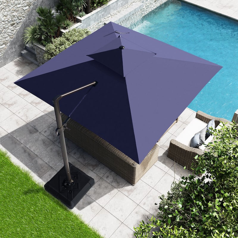 VredHom 11 Ft Patio Cantilever Offset Umbrella with Double Top