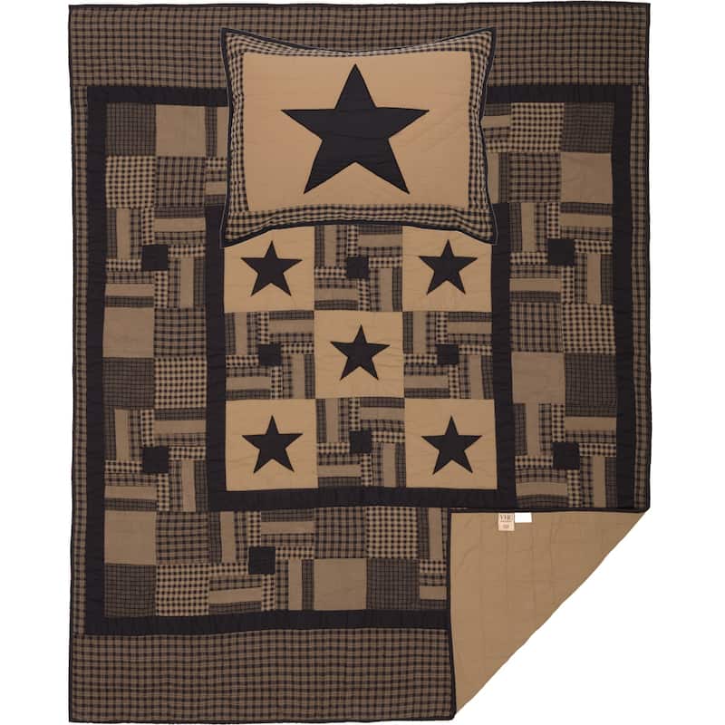Black Check Star Quilt Set