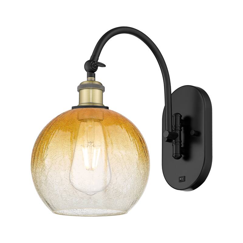 Innovations Lighting Endless Possibilities Ballston - Brookhaven Globe - 1 Light 8" Swiveling Sconce - Black Antique Brass/Amber
