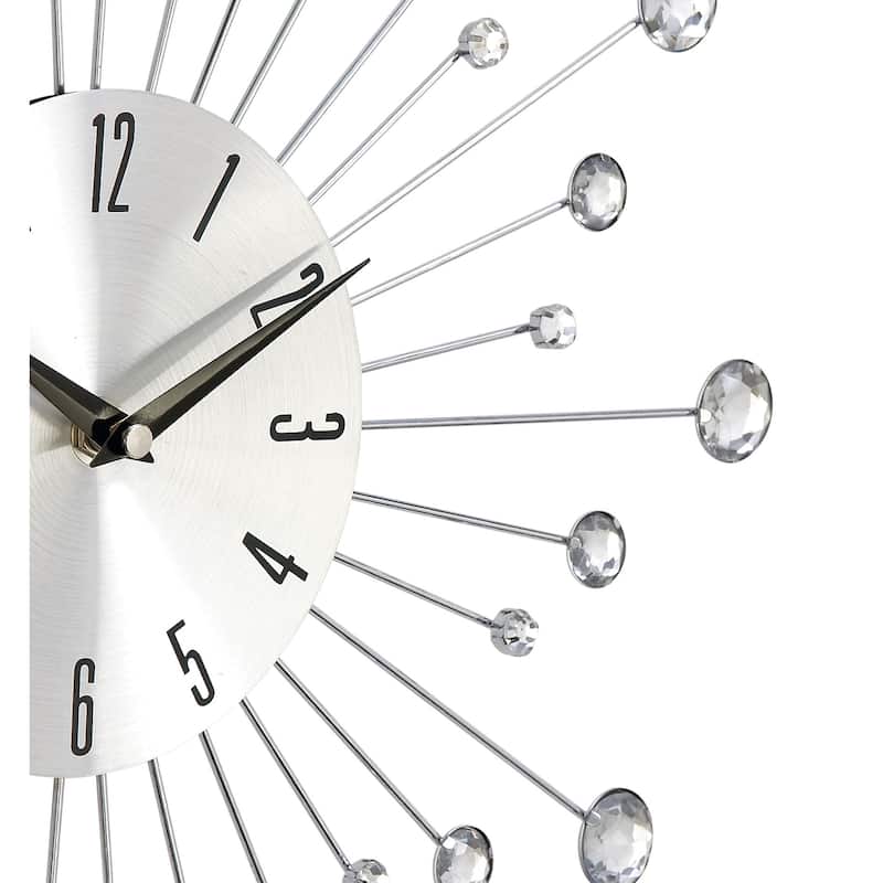 Gold / Copper / or Silver Iron Metal Starburst Sun Glam Wall Clock