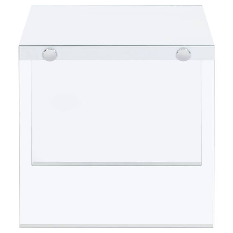 Opal Square Glass Frame Side End Table White High Gloss