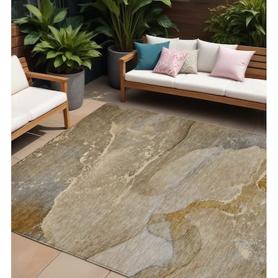 Pato Unique Abstract Weather Resistant Timeless Fusion Outdoor Rug - 9' X 12'