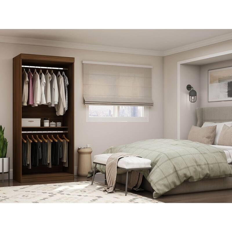 Manhattan Comfort Mulberry 35.9 Open Double Hanging Modern Wardrobe Closet with 2 Hanging Rods