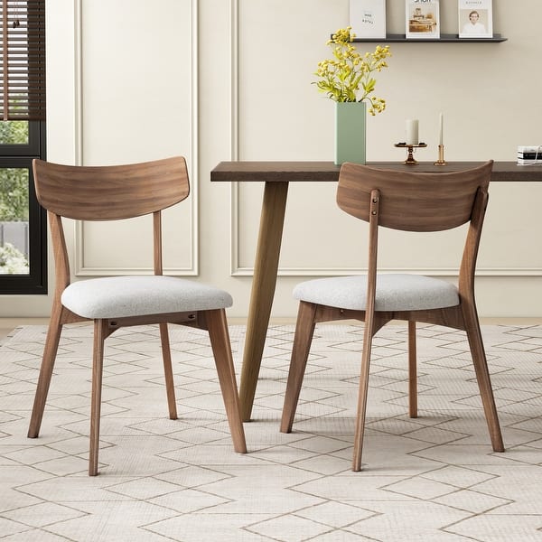slide 2 of 143, Christopher Knight Home - Chazz Mid-Century Modern Upholstered Dining Chairs Set with Solid Wood Splayed Leg 2-Piece - Light Beige + Fabric