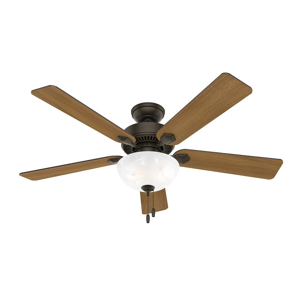 Fan Company Swanson 52-inch Indoor New Bronze Traditional Ceiling Fan With Bright LED Light Kit,Reversible WhisperWind Motor