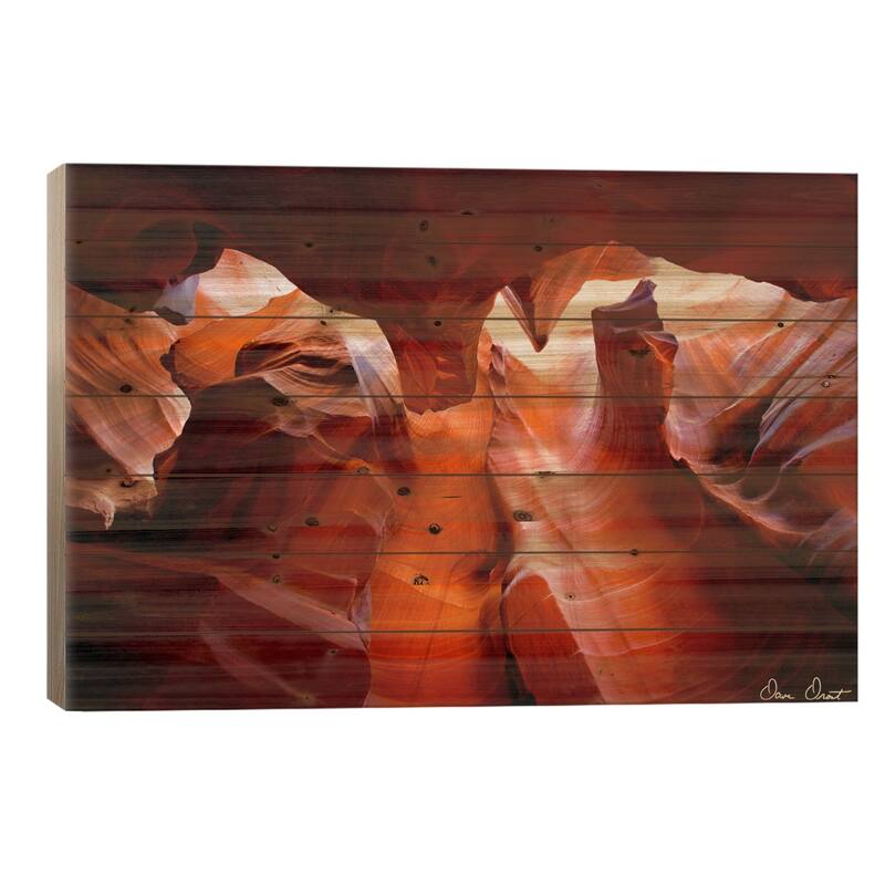 Sun Shining Through Canyon VII Print On Wood by David Drost - Multi-Color - 26x40x1.5