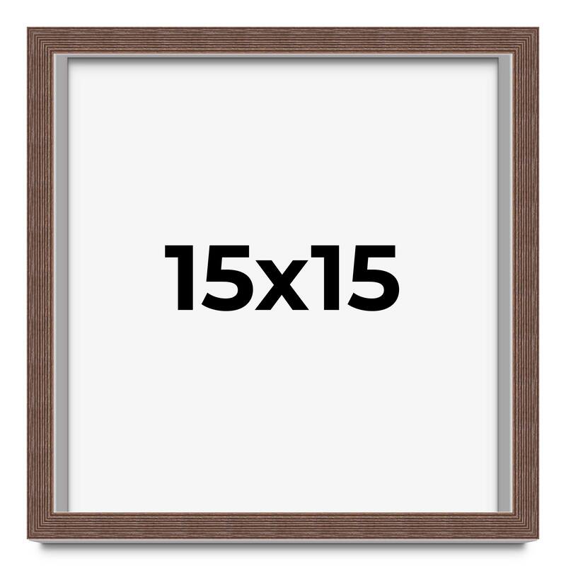 15x15 Shadow Box Frame Brown | 1.125 inches Deep Real Wood Rustic