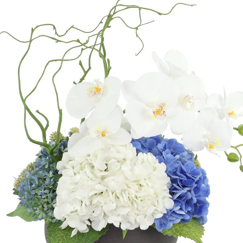 Modern Centerpiece with Orchids and Hydrangeas - 15