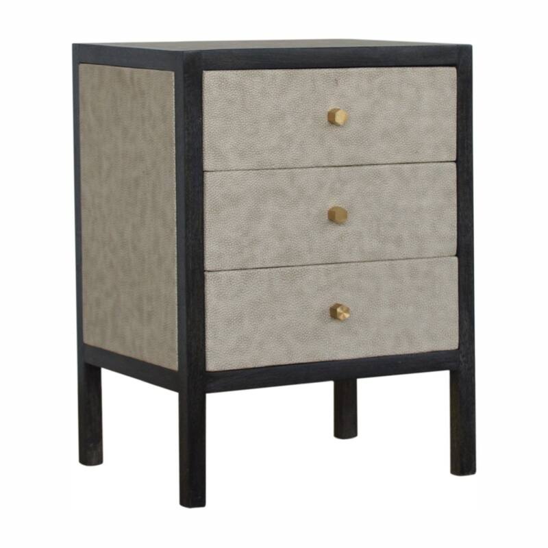 Artisan Furniture Solid Wood, Faux Leather Nightstand