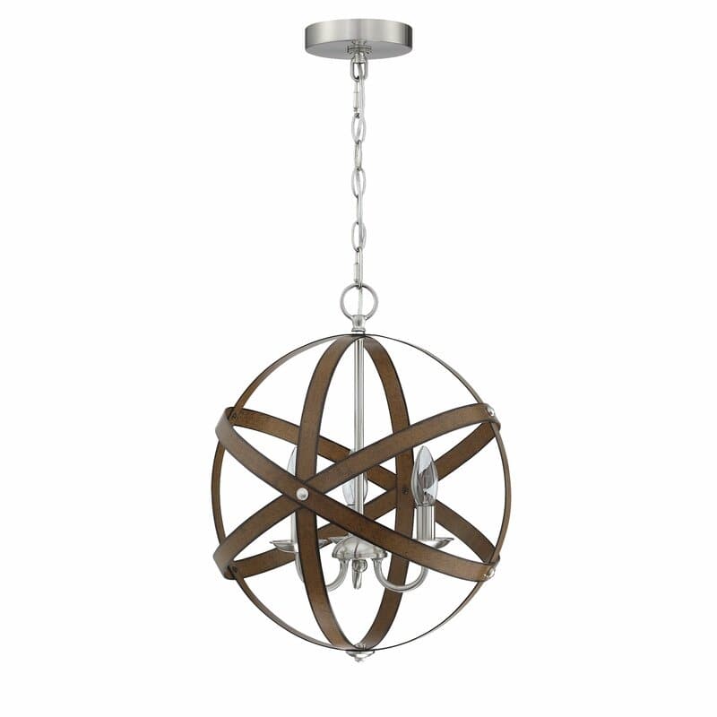 3 Light Barnwood And Brushed Nickle Pendant - 15.29"x15.29"x17.57"