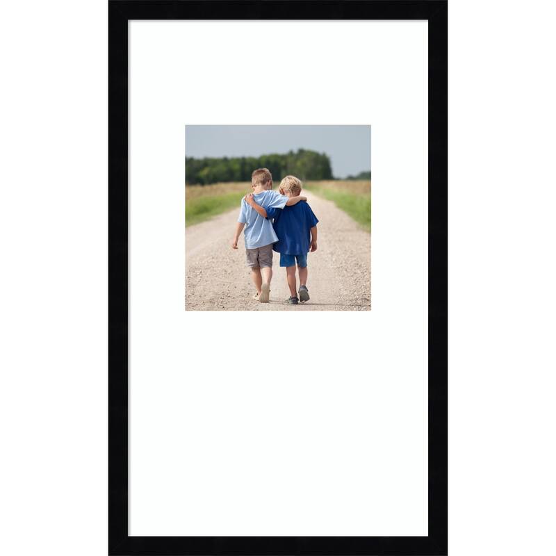 Svelte Clay Grey Framed Picture Frame, Photo Frame - 13x22 Matted White 8x8 - Svelte Noir Black