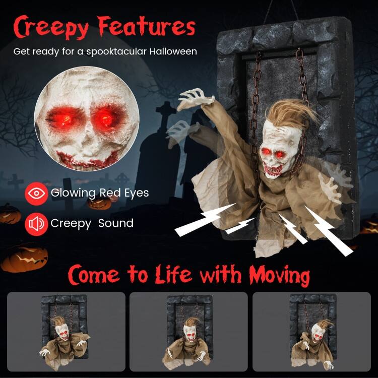 Brown-Black Foam Zombie Prisoner Halloween Decoration with Sound