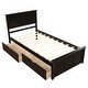 preview thumbnail 12 of 13, Twin Size Platform Bed with Two Wheeled Under-Bed Drawers , Solid Wood and MDF Construction