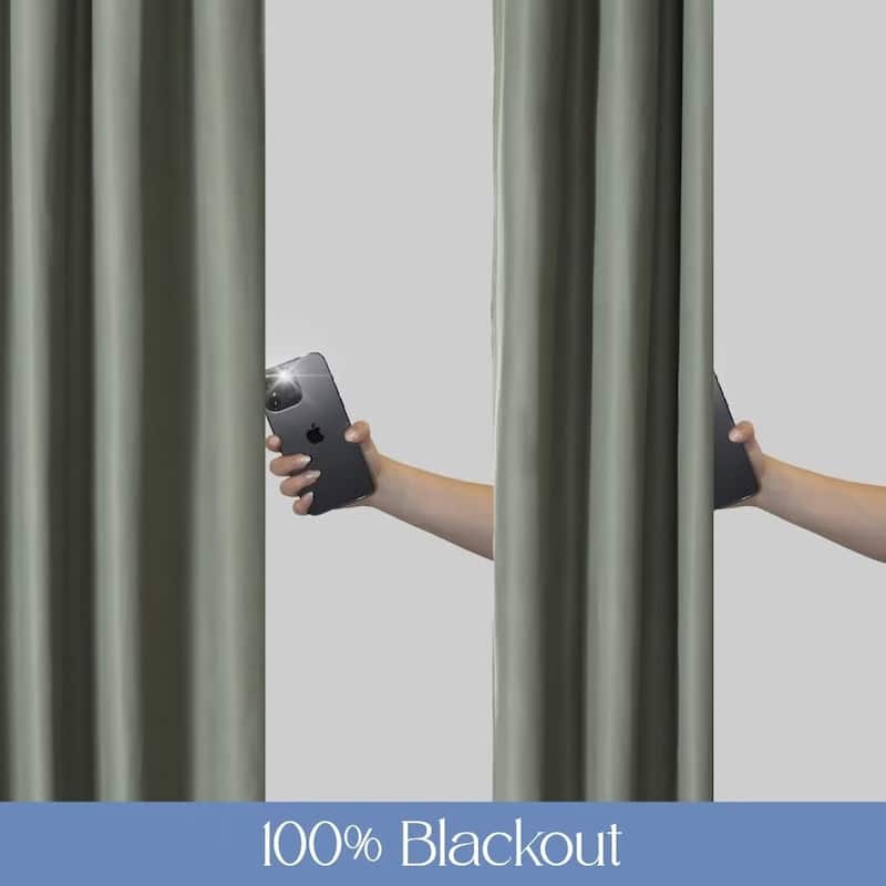 Soft Cotton Feel Twill Polyester 100% Blackout Grommet Pair (2 panels)